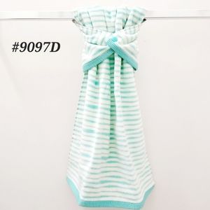 🤍#9097-D ✅LAST ONE✅NEW Teal Green/Off-white Hand Towel w/TEAL PLASTIC SNAP
